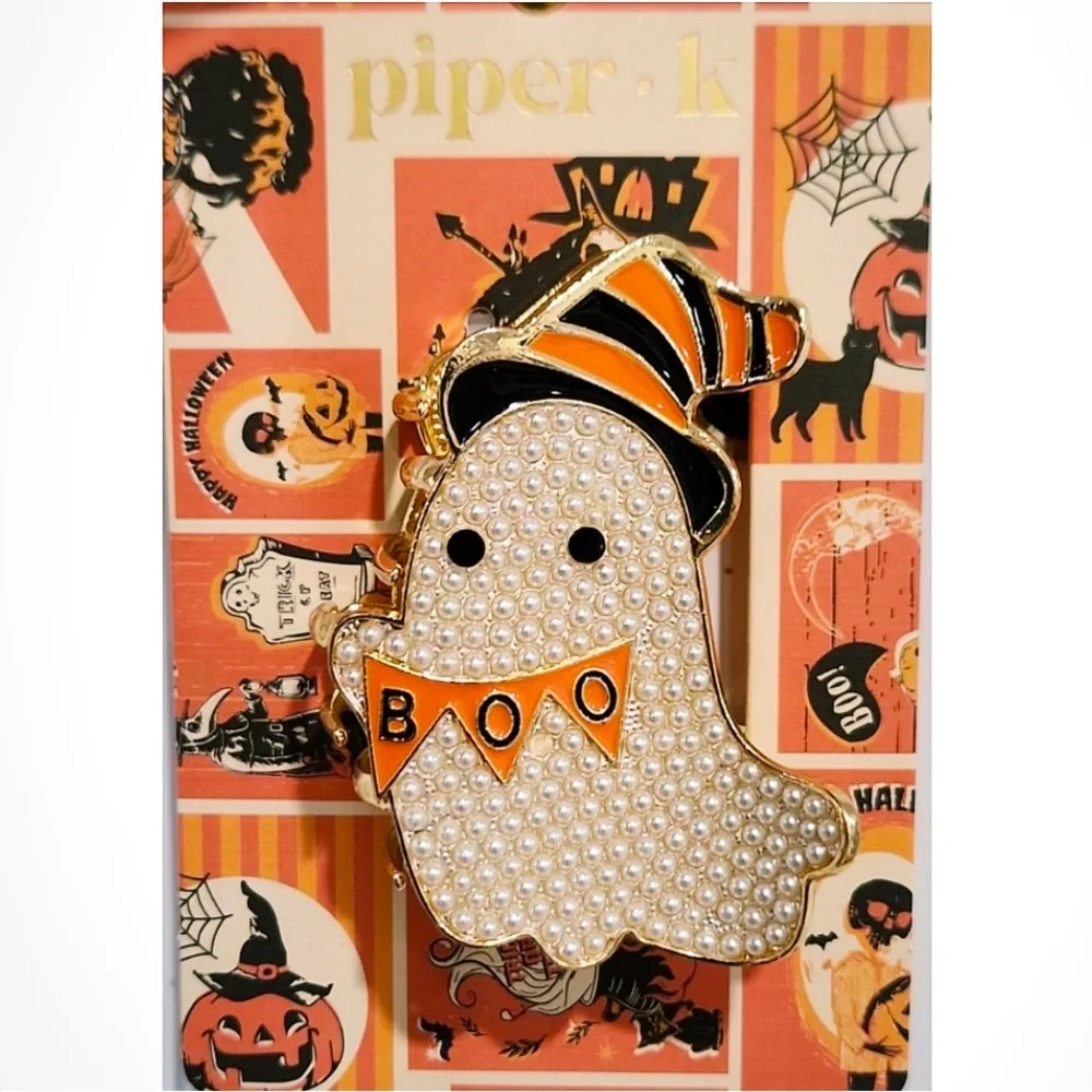 NWT ⚜️🖤⚜️ Piper K Adorable Ghost with BOO Banner Hair claw Clip